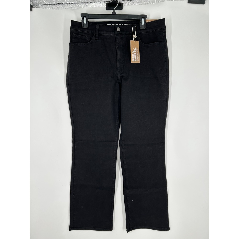 Eddie Bauer Venture Stretch Bootcut Jeans Womens 14 High Rise Flare Flared Black